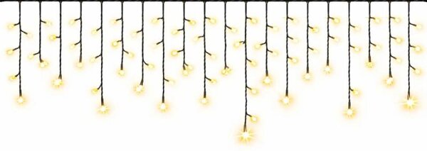 DECOLED Easy Fix venkovní LED rampouchy, světelné, 300 × 50 cm, teple bílá s FLASH, 114 diod, černý kabel, IP67, prodlužovací