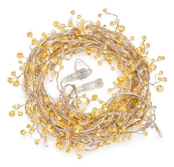 Eco Fix LED světelný řetěz, venkovní s krystalky, teple bílá s FLASH, 8 m, 80 diod, čirý kabel, IP44, 24V