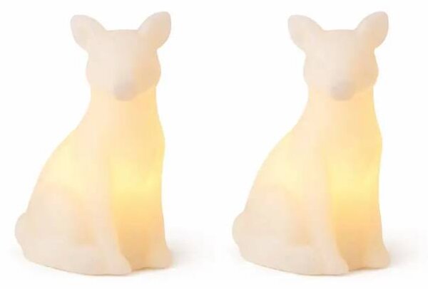 SIRIUS LED svíčky z pravého vosku na baterky, liška, 7 × 10 cm, bílá, sada 2 ks, CR2032