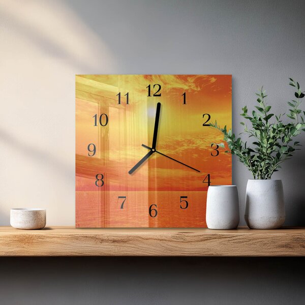 Skleněné hodiny na stěnu Slunný zskc-30x30-00057437