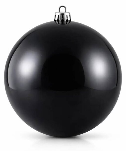 DECOLED Velká vánoční ozdoba 20 cm plastová koule černá lesklá
