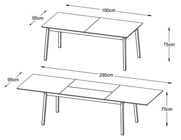 Rozkládací jídelní stůl Zabrina 190-290 cm tmavý dub