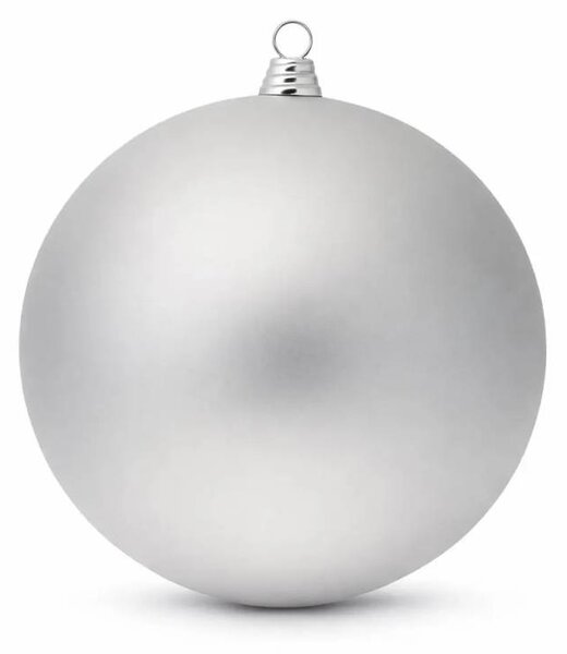 DECOLED Velká vánoční ozdoba 30 cm plastová koule stříbrná matná