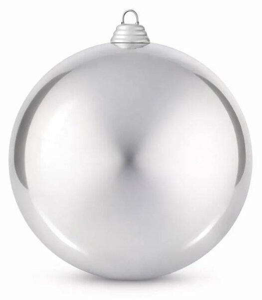 DECOLED Velká vánoční koule 30 cm, stříbrná, lesklá, UV