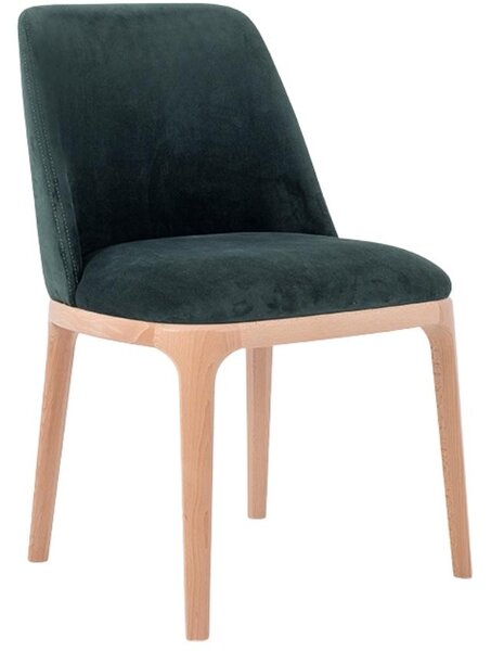 Nordic Design Tmavě zelená sametová jídelní židle Lola