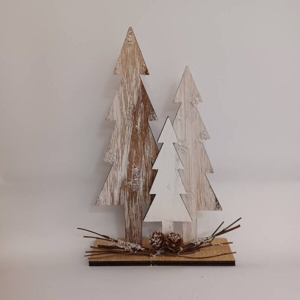 DECOLED Dřevěná dekorace na stůl stromečky 16 × 4,5 × 24,7 cm, stojící