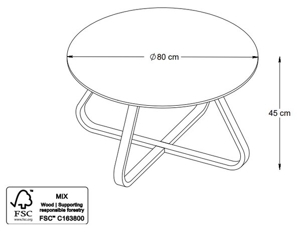 Designový konferenční stolek Valenzuela 80 cm vzor dub