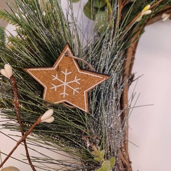 DECOLED Sada vánočních ozdob na stromeček, 6,5 × 9 cm, korek, balení 9 ks