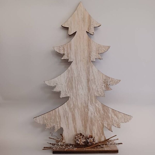 DECOLED Dřevěná dekorace na stůl stromeček 13,5 × 4 × 30 cm, stojící
