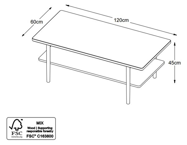 Designový konferenční stolek Zayleigh 120 cm vzor dub