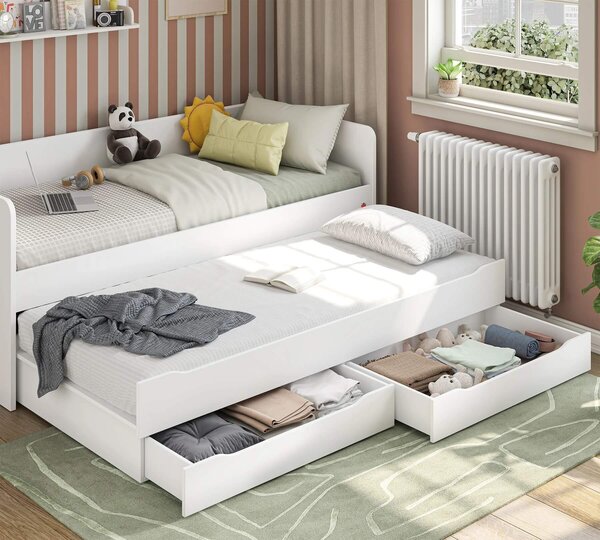 Čilek Patrová postel White Studio pro 3 děti 90x200 cm s úložným prostorem (schody)