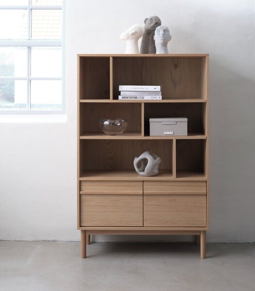 Designová knihovna Zayleigh 140 cm vzor dub