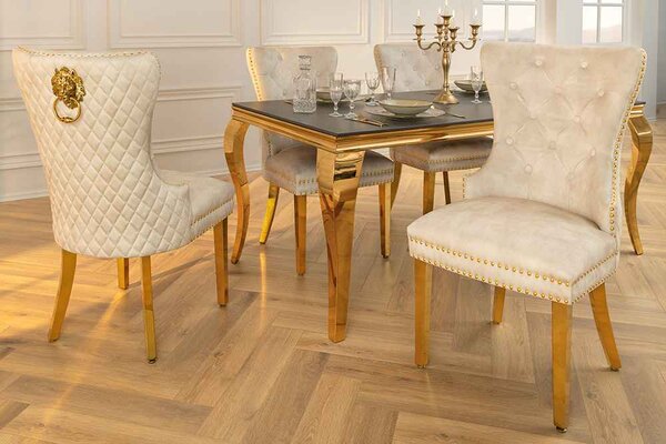 Designová židle Queen Lví hlava béžový samet