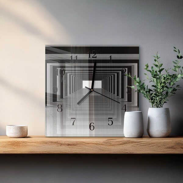Skleněné hodiny na stěnu 3D tunel zskc-30x30-00057515
