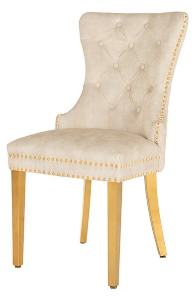 Designová židle Queen Lví hlava béžový samet