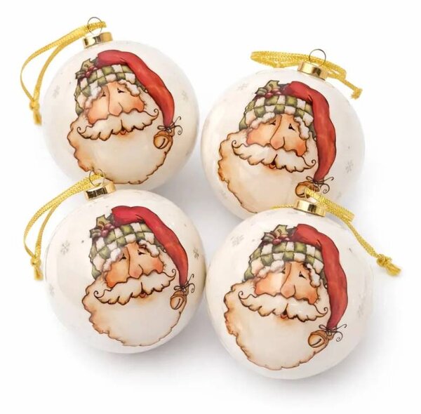 DECOLED Sada vánočních ozdob koule 8 cm, Santa Claus, plast, balení 6 ks