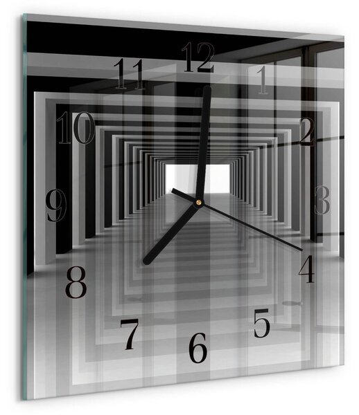 Skleněné hodiny na stěnu 3D tunel zskc-30x30-00057515