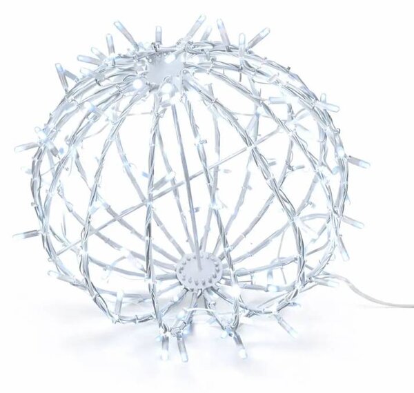 DECOLED Easy fix 3D LED svítící koule, skládací, pr. 40 cm, ledově bílá, bílý kabel, IP67, hliník