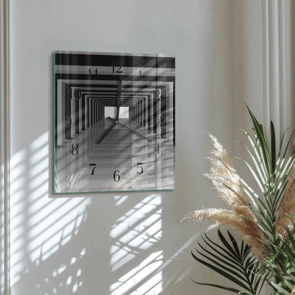 Skleněné hodiny na stěnu 3D tunel zskc-30x30-00057515