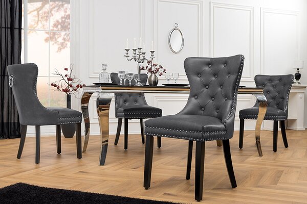 Designová židle Queen černo-šedá ekokůže - skladem