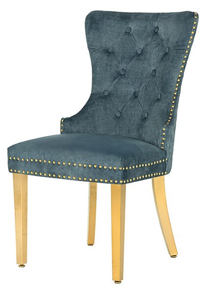 Designová židle Queen Lví hlava petrolejový samet