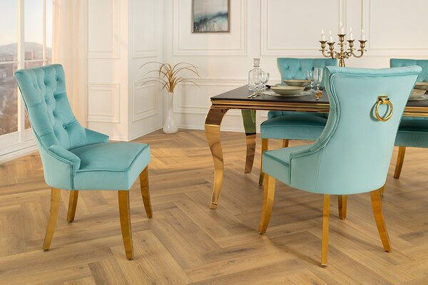 Designová židle Queen světle modrý samet