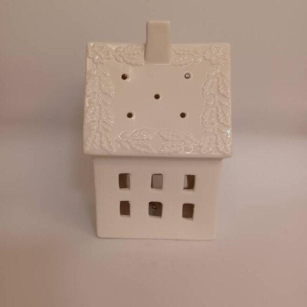 DECOLED LED dekorace keramický domeček 10,6 × 8,7 × 16,8 cm, teple bílá, 2× LR44