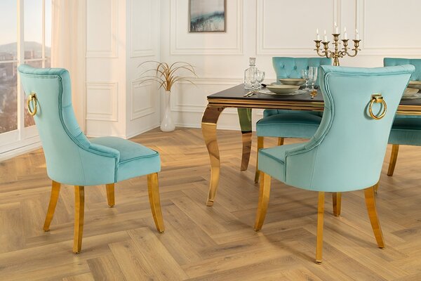 Designová židle Queen světle modrý samet