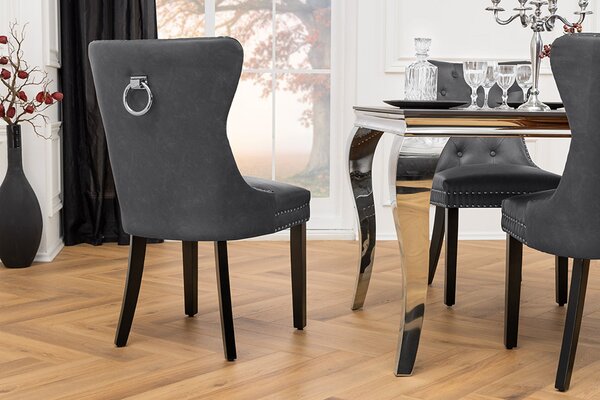 Designová židle Queen černo-šedá ekokůže - skladem