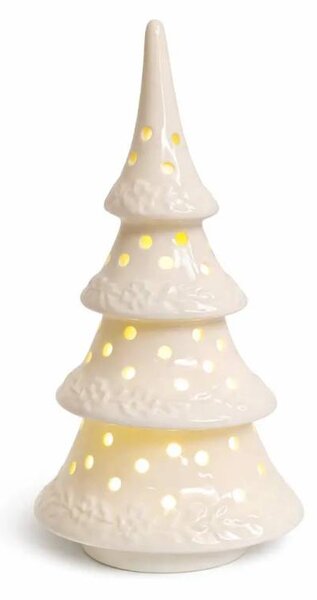 DECOLED LED dekorace keramický stromeček, 9 × 7,4 × 17,8 cm, teple bílá, 2× LR44