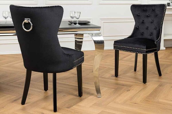 Designová židle Queen černý samet - Skladem