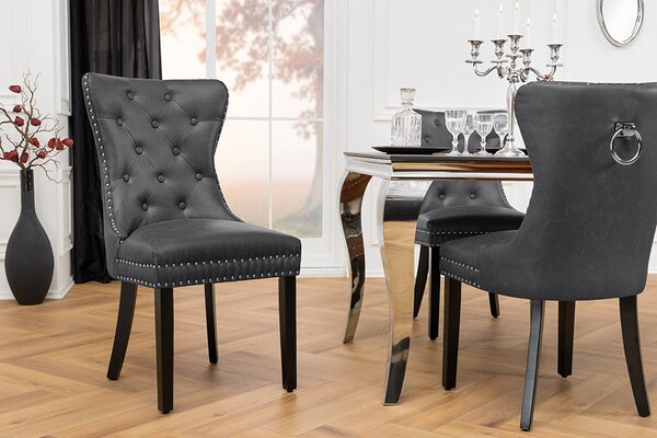 Designová židle Queen černo-šedá ekokůže - skladem