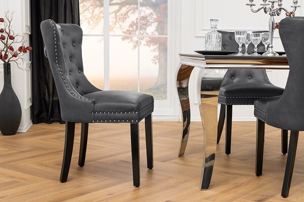 Designová židle Queen černo-šedá ekokůže - skladem