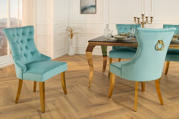 Designová židle Queen světle modrý samet