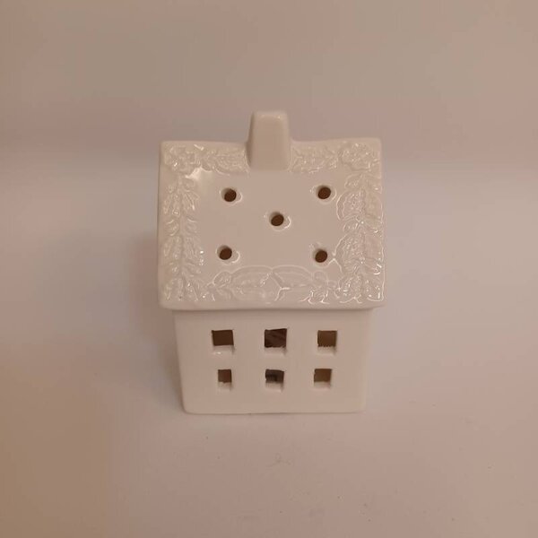 DECOLED LED dekorace keramický domeček 7 × 6 × 10 cm, teple bílá, 2× LR44