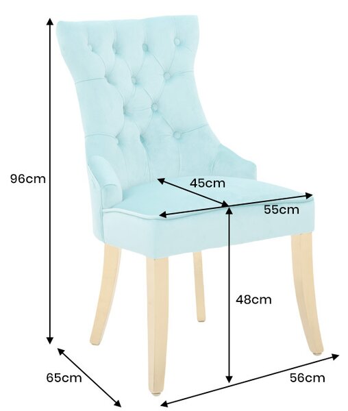 Designová židle Queen světle modrý samet