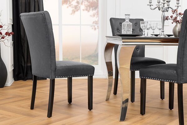 Designová židle Queen II černo-šedá ekokůže