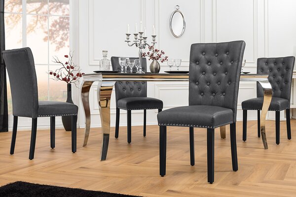 Designová židle Queen II černo-šedá ekokůže