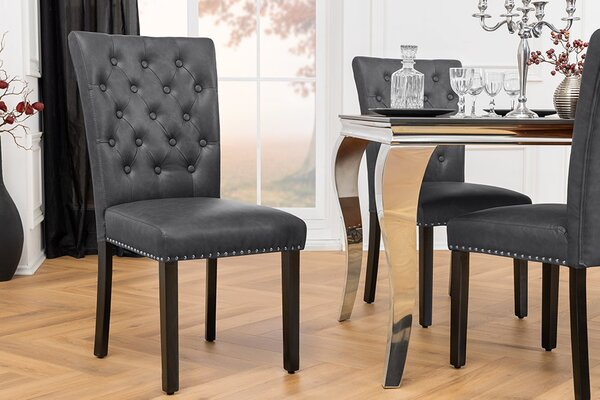 Designová židle Queen II černo-šedá ekokůže