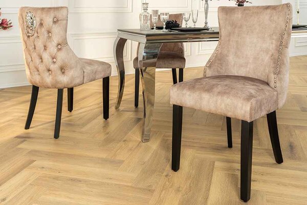 Designová židle Queen II Lví hlava béžový samet