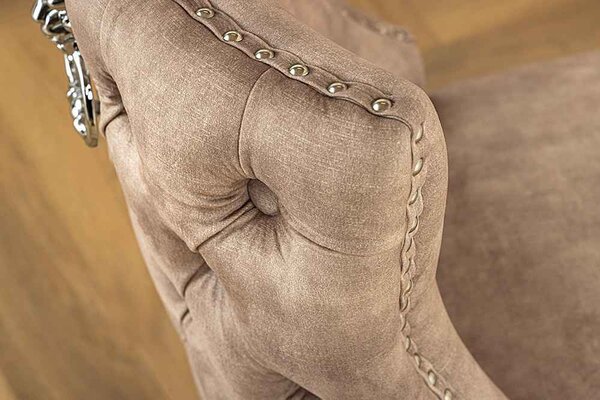 Designová židle Queen II Lví hlava béžový samet