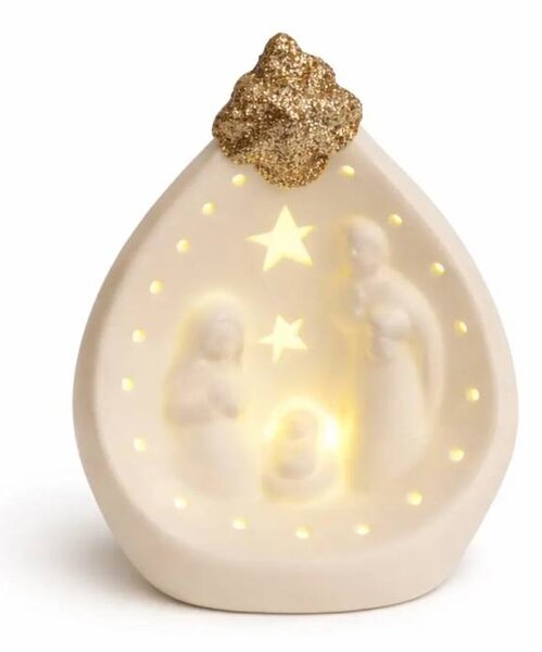 DECOLED LED svítící betlém keramický 7,8 × 5,5 × 10 cm, teple bílá, 2× LR44