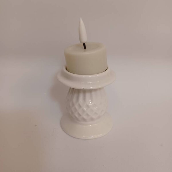 DECOLED Vánoční svícen na stůl 7 × 7 × 6,5 cm, keramický, bílý