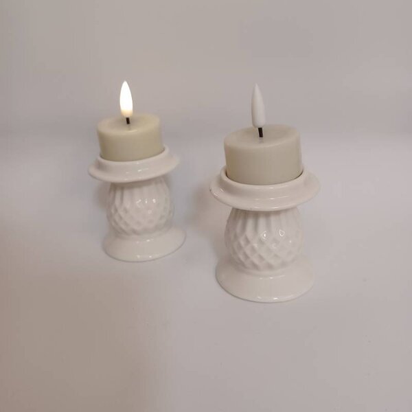 DECOLED Vánoční svícen na stůl 7 × 7 × 6,5 cm, keramický, bílý