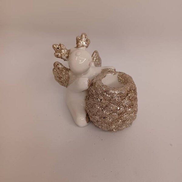 DECOLED Vánoční svícen na stůl keramický 9,5 × 9 × 8 cm, průměr na svíčku 2 cm