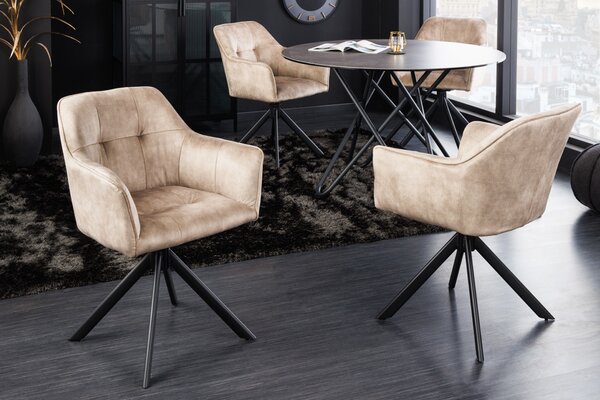 Designová otočná židle Galileo šampaň samet