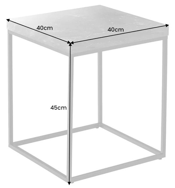 Designový odkládací stolek Haines 45 cm vzor bílý mramor
