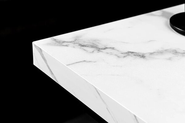 Designový odkládací stolek Haines 45 cm vzor bílý mramor