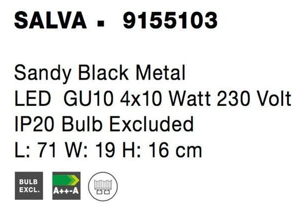 NV 9155103 Bodové svítidlo SALVA černý kov GU10 4x10W 230V IP20 bez žárovky - NOVA LUCE