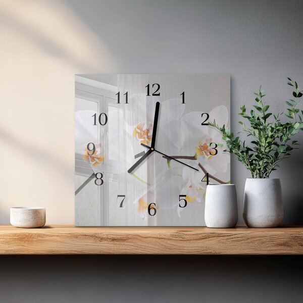 Skleněné hodiny na stěnu Orchidej zskc-30x30-00057521